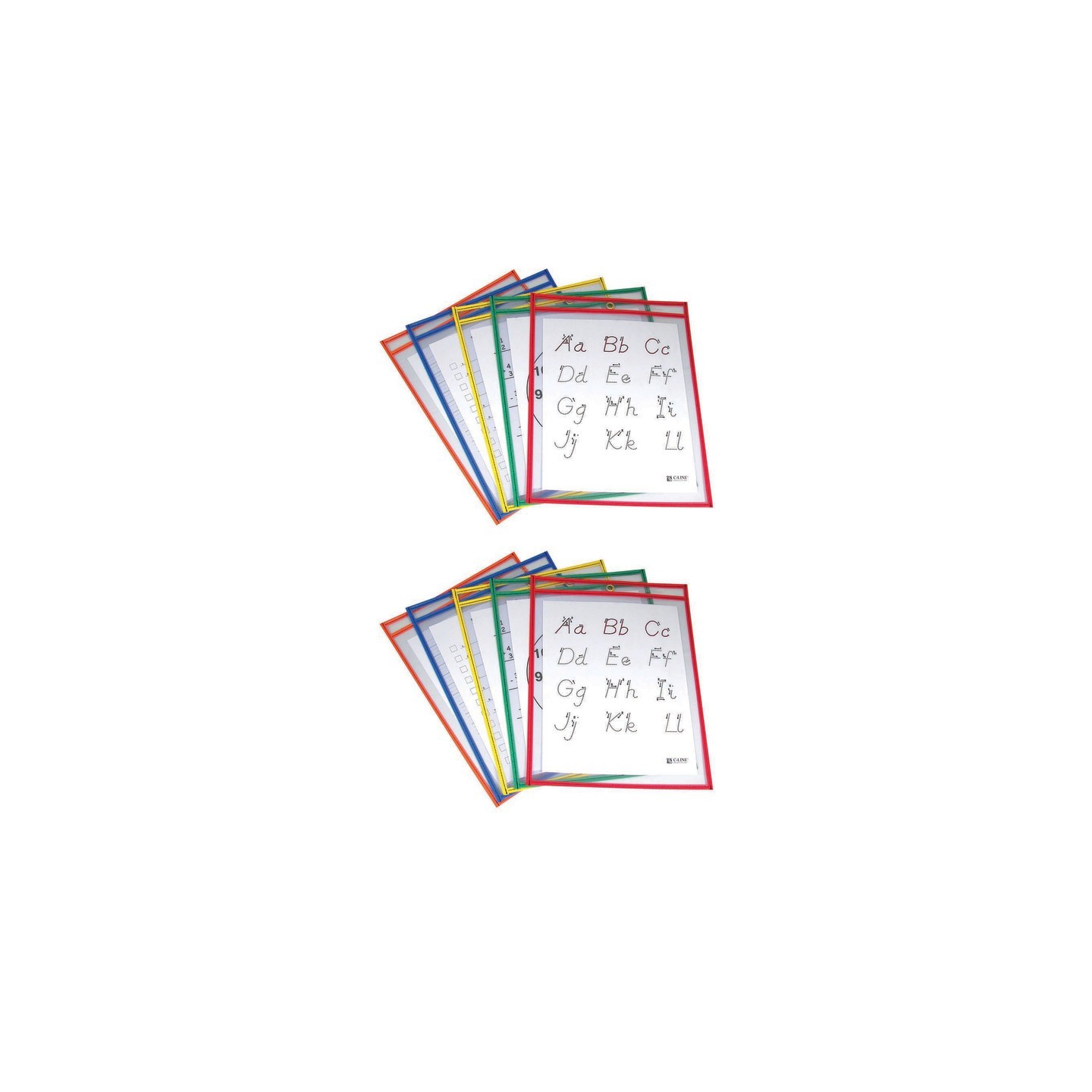 C-Line® Reusable Dry Erase Pockets, Primary Colors, 9" x 12", 5 Per Pack, 2 Packs