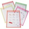C-Line® Reusable Dry Erase Pockets, Neon Colors, 9 x 12, Pack of 10
