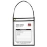 C-Line® Shop Ticket Holder With Strap, Black, Stitched, Both Sides Clear, 9" x 12", Box of 15