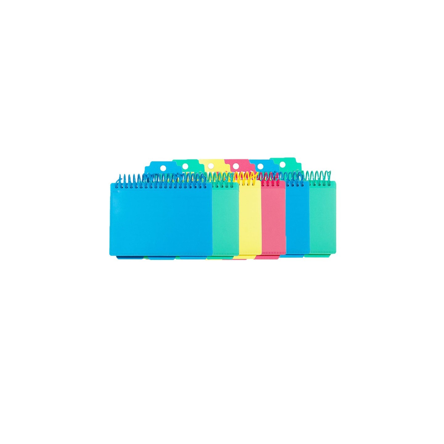 C-Line® Spiral Bound Index Card Notebook with Index Tabs, Assorted Tropic Tones Colors, Pack of 6