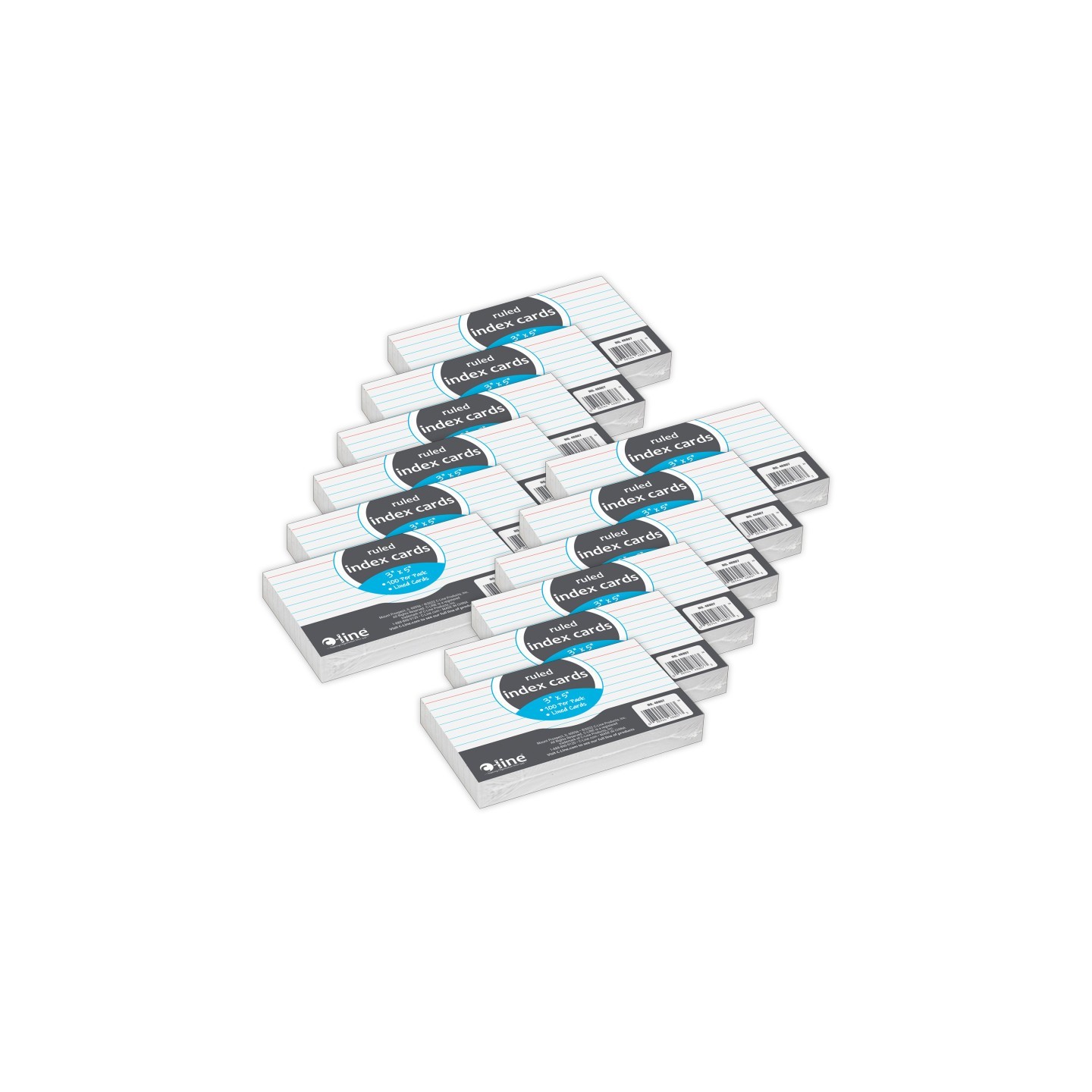 C-Line® Index Cards, 3" x 5", White, 100 Per Pack, 12 Packs
