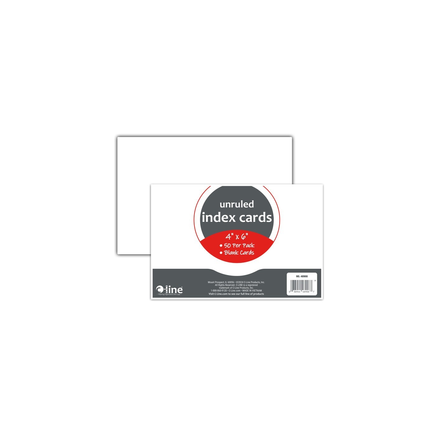 C-Line® Index Cards, 4" x 6", White, Unruled, Pack of 50