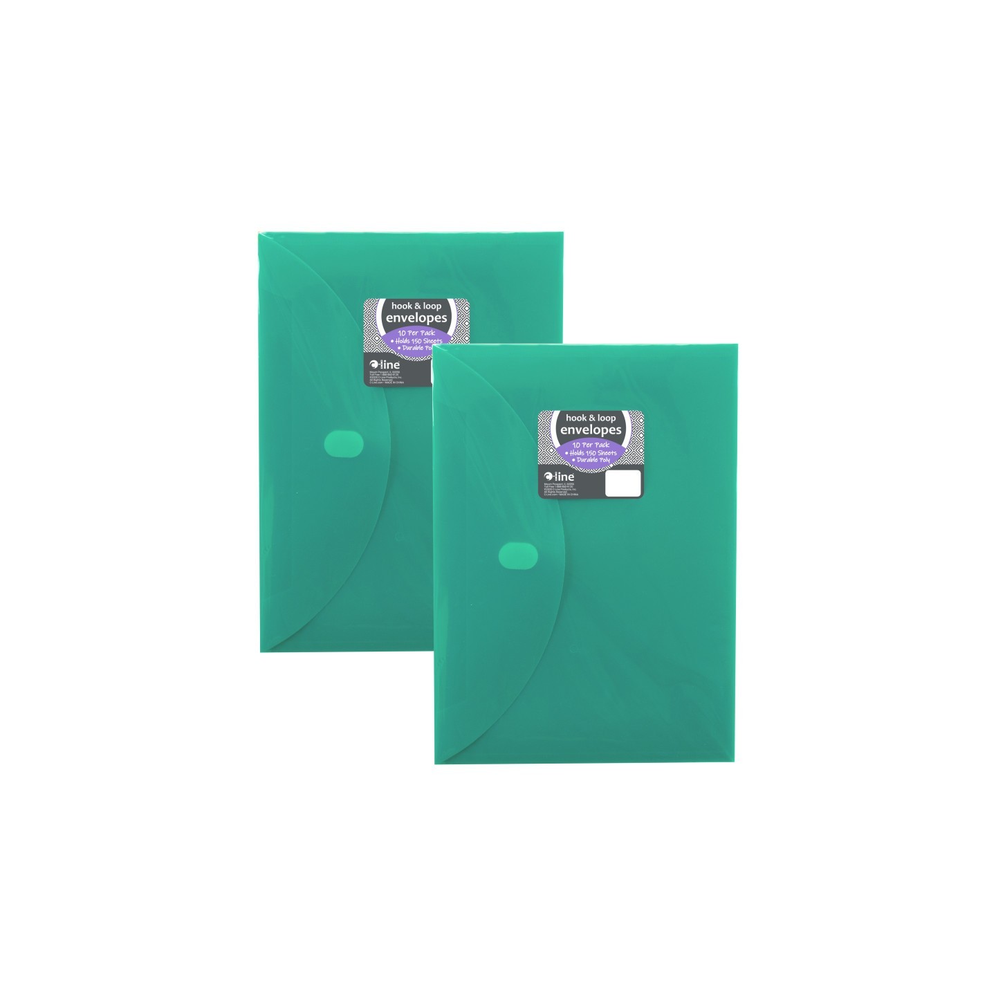 C-Line® XL Reusable Envelopes, Hook and Loop Closure, 8 1/2 x 11, Assorted Colors, 10 Per Pack, 2 Packs