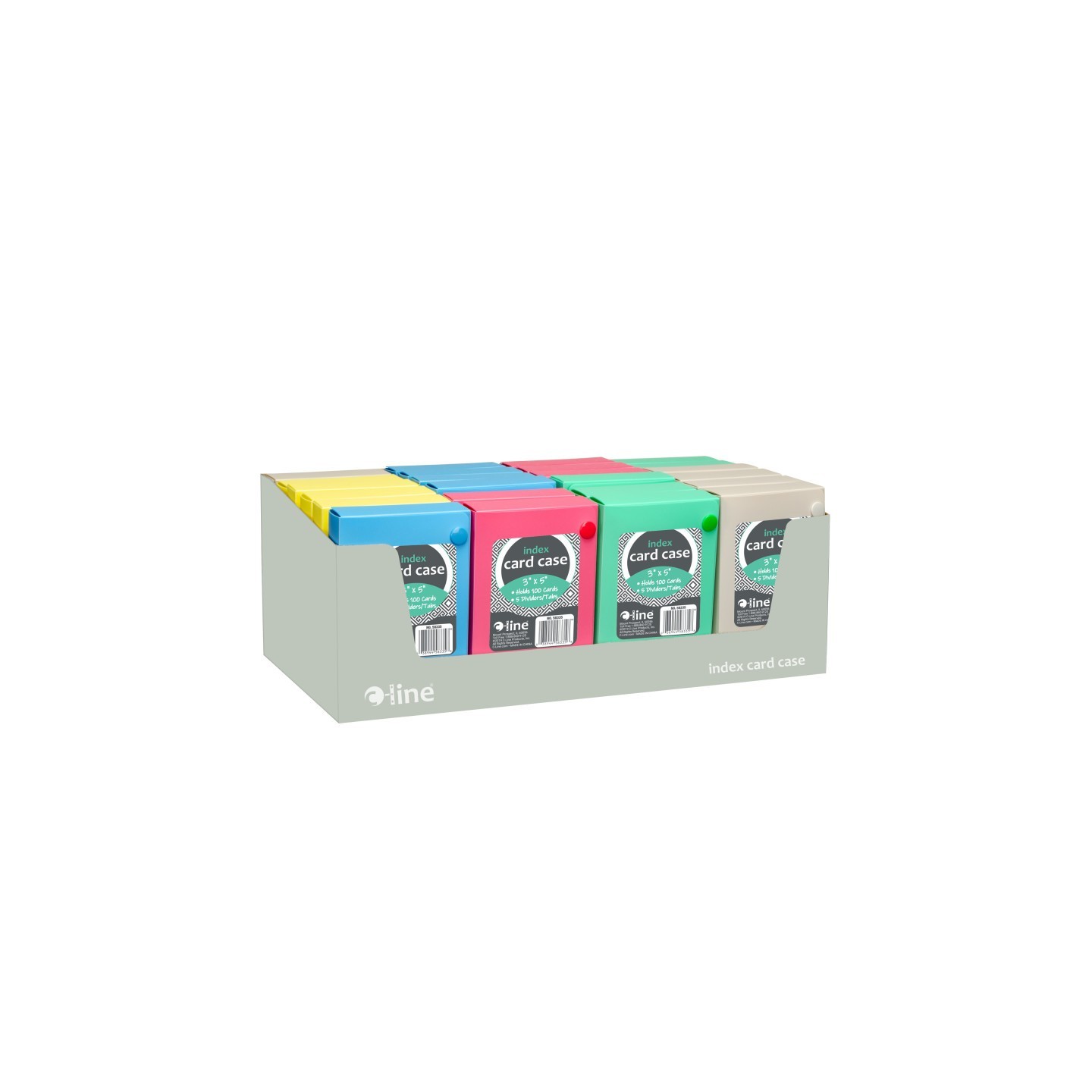 C-Line® Index Card Case, 3" x 5", Assorted, Pack of 24