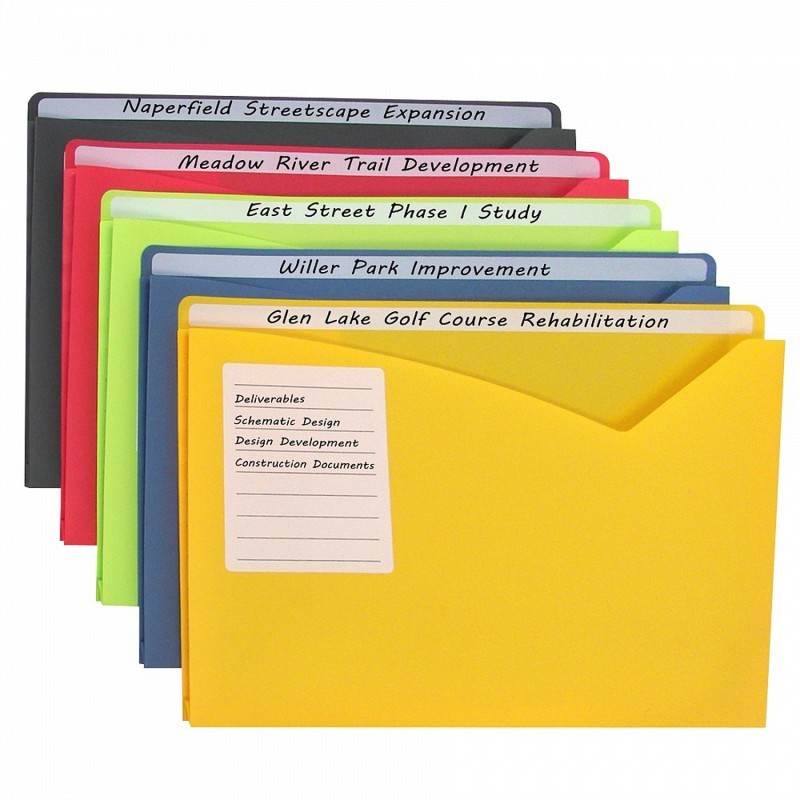 C-Line® Write-On Poly File Jackets, Assorted Colors, 11" x 8.5", Box of 25