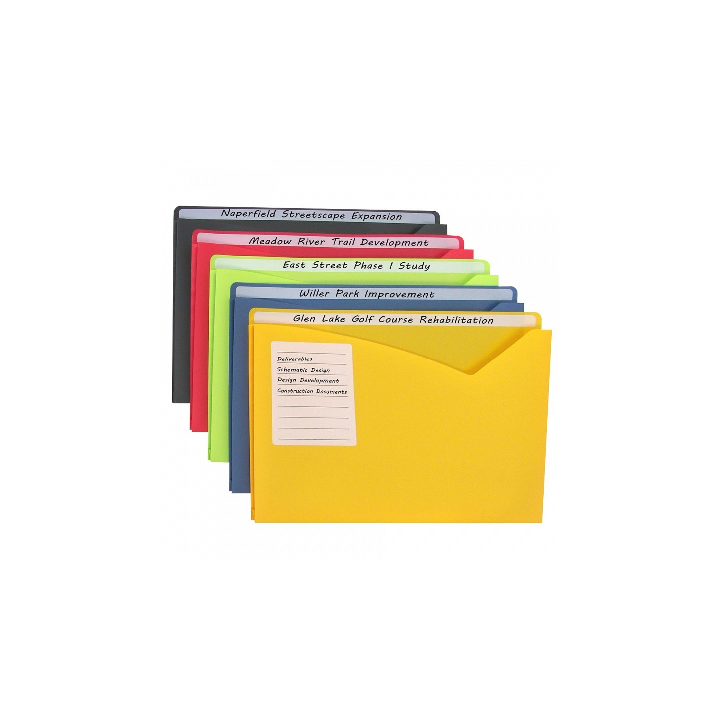 C-Line® Write-On Poly File Jackets, Assorted Colors, 11" x 8.5", Box of 25