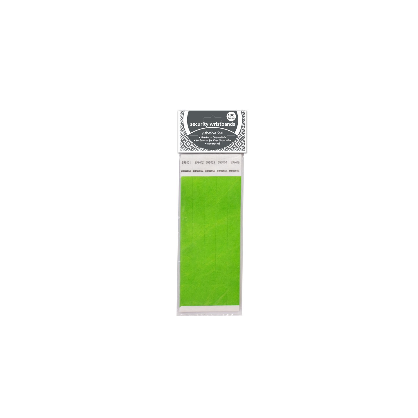C-Line® DuPont™ Tyvek® Security Wristbands, Green, Pack of 100
