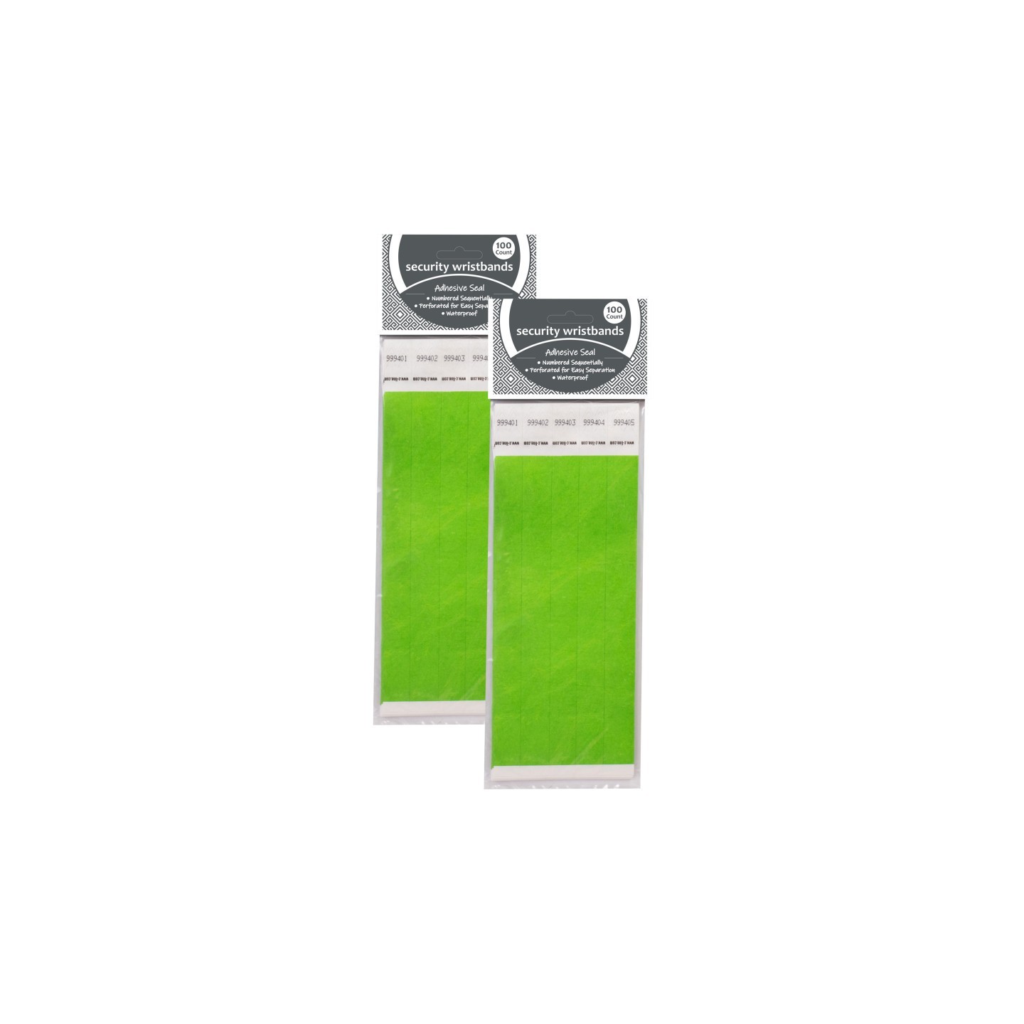 C-Line® DuPont™ Tyvek® Security Wristbands, Green, 100 Per Pack, 2 Packs