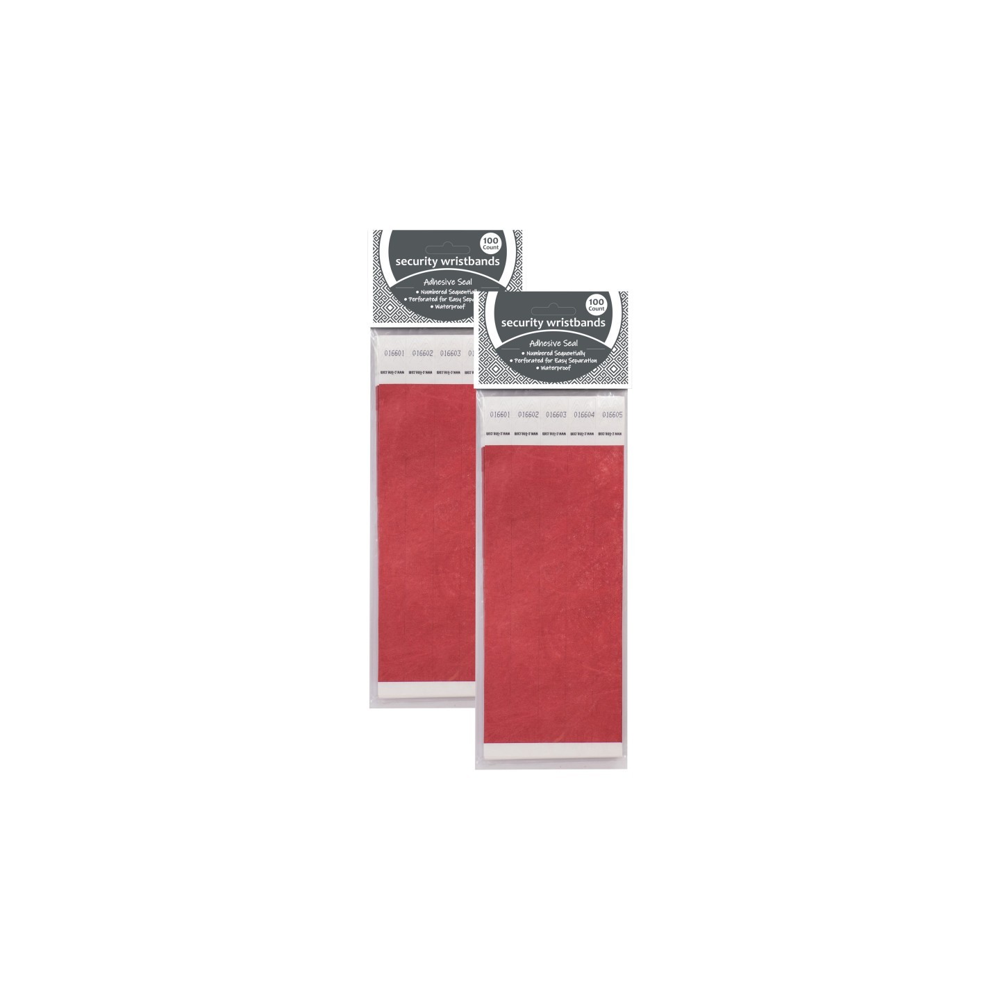 C-Line® DuPont™ Tyvek® Security Wristbands, Red, 100 Per Pack, 2 Packs