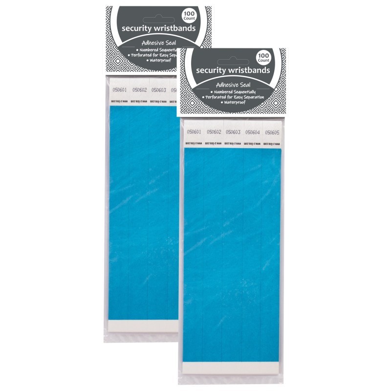 C-Line® DuPont™ Tyvek® Security Wristbands, Blue, 100 Per Pack, 2 Packs