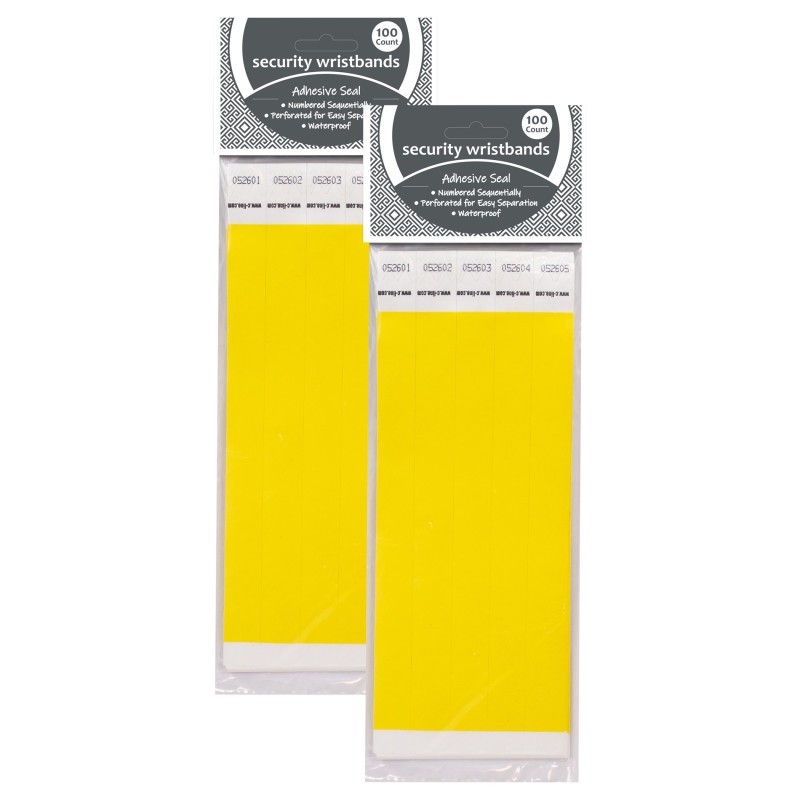 C-Line® DuPont™ Tyvek® Security Wristbands, Yellow, 100 Per Pack, 2 Packs