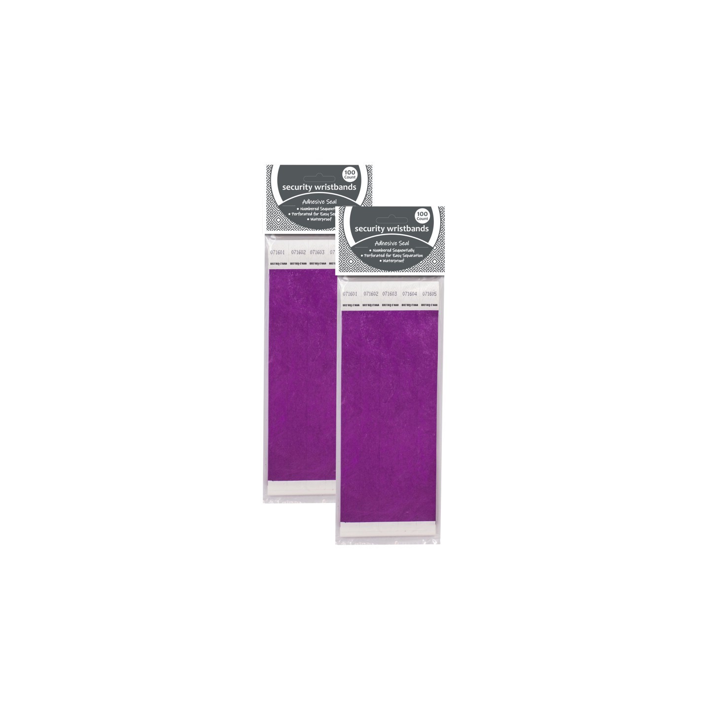 C-Line® DuPont™ Tyvek® Security Wristbands, Purple, 100 Per Pack, 2 Packs
