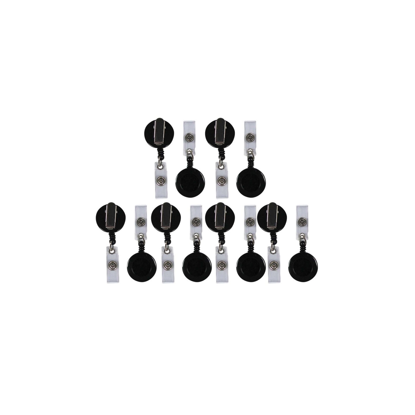 C-Line® Retracting ID Card Reels, Black, Swiveling Spring Clip with Snap-on ID Strap, Pack of 12