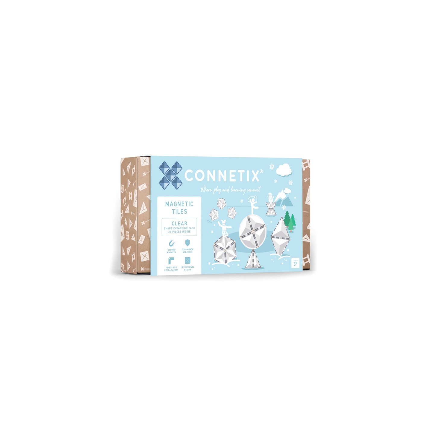 Connetix Magnetic Tiles Clear Shape Expansion Pack, 24 Pieces