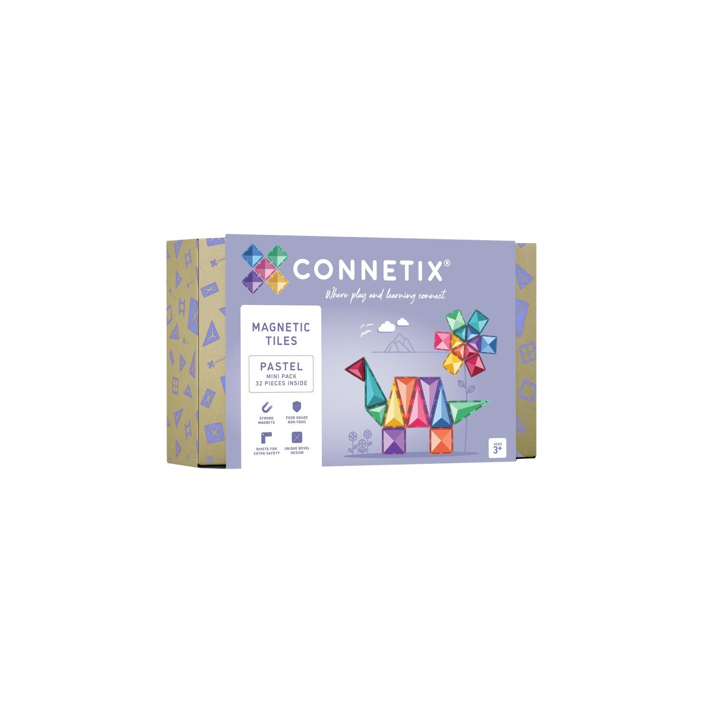 Connetix Magnetic Tiles Pastel Mini Pack, 32 Pieces
