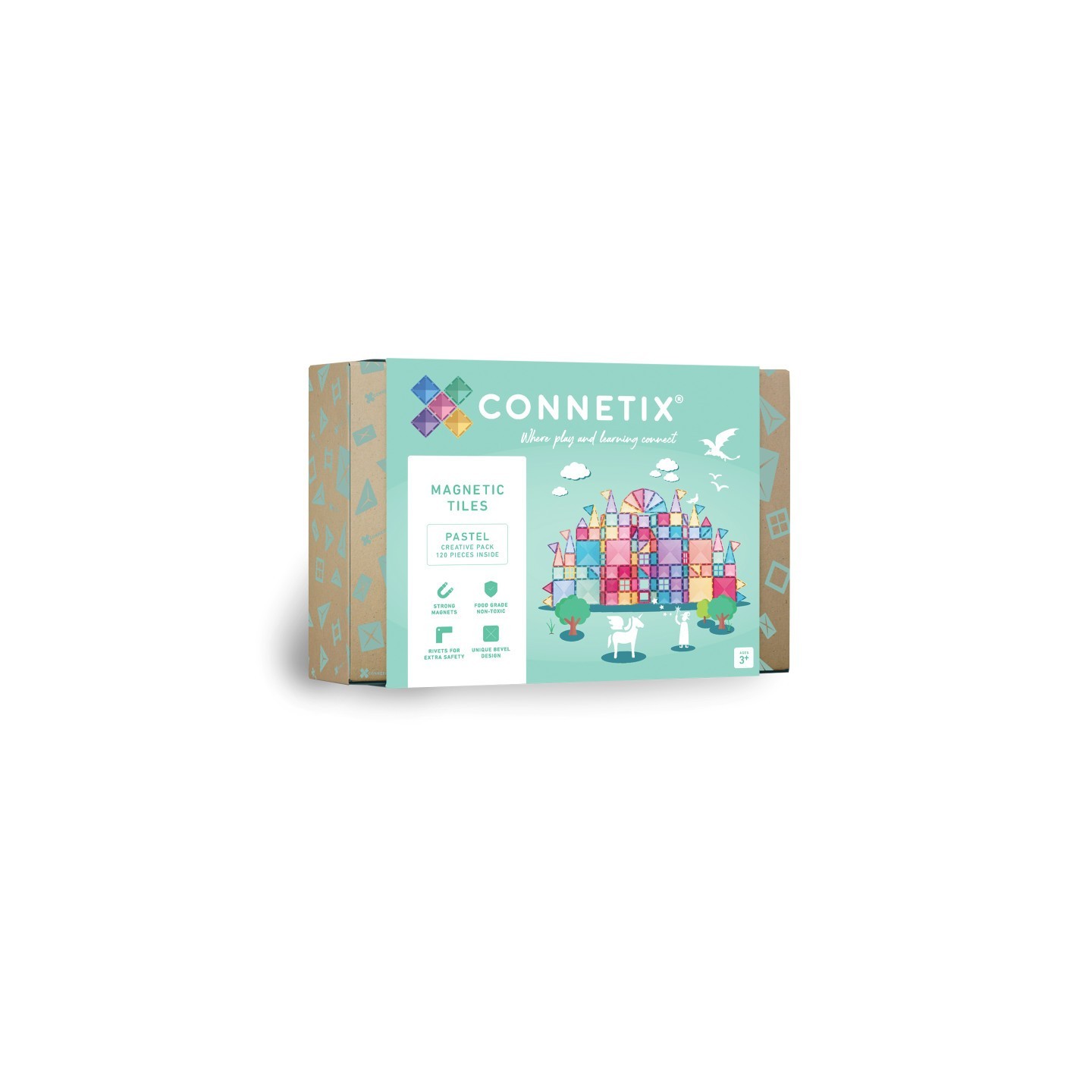 Connetix Magnetic Tiles Pastel Creative Pack, 120 Pieces