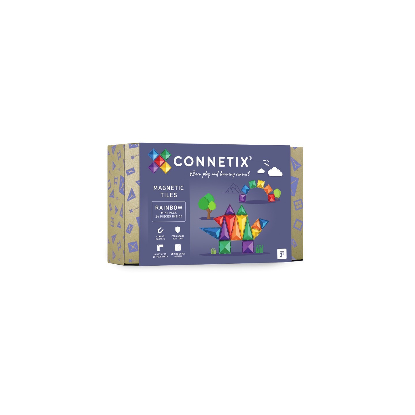 Connetix Magnetic Tiles Rainbow Mini Pack, 24 Pieces