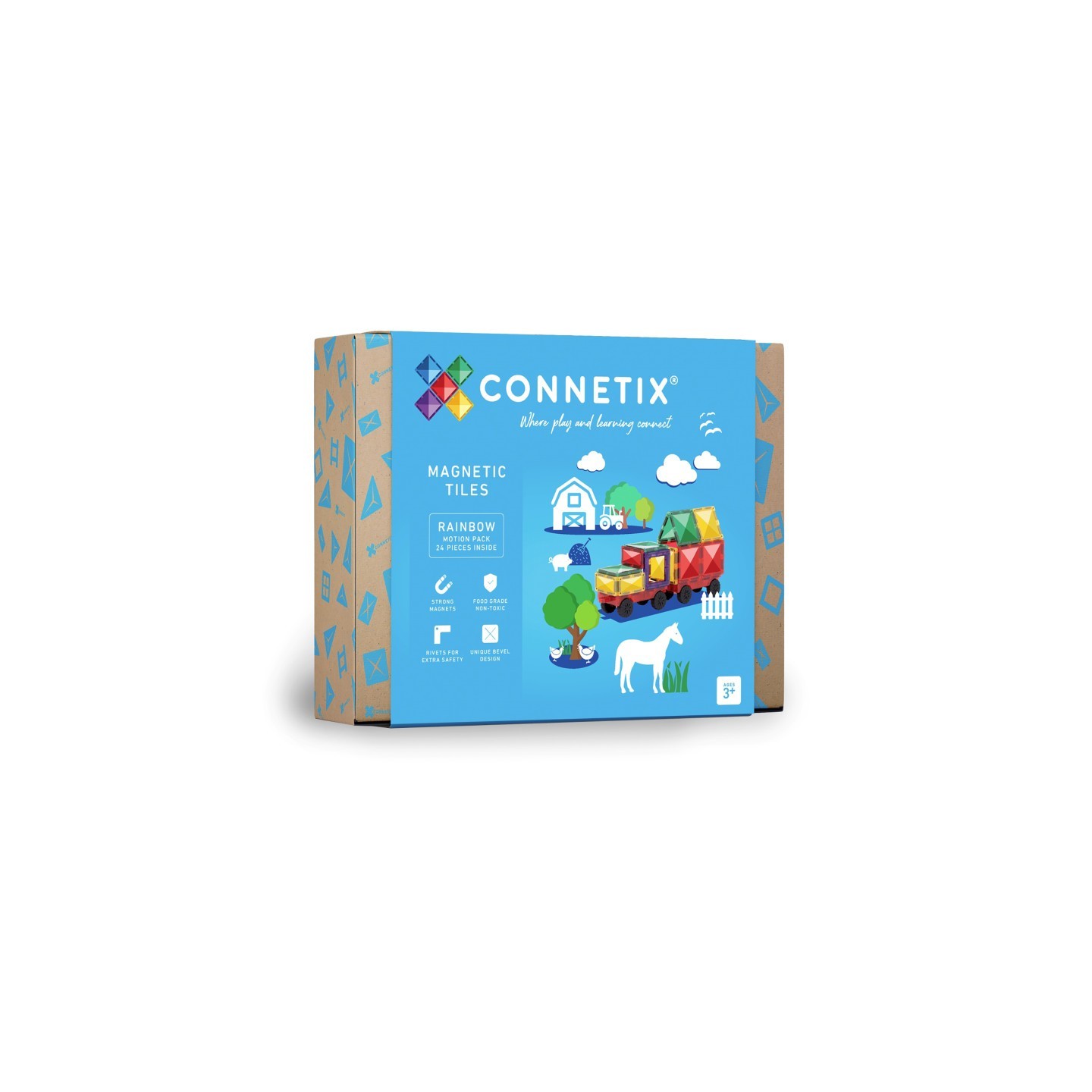 Connetix Magnetic Tiles Rainbow Motion Pack, 24 Pieces