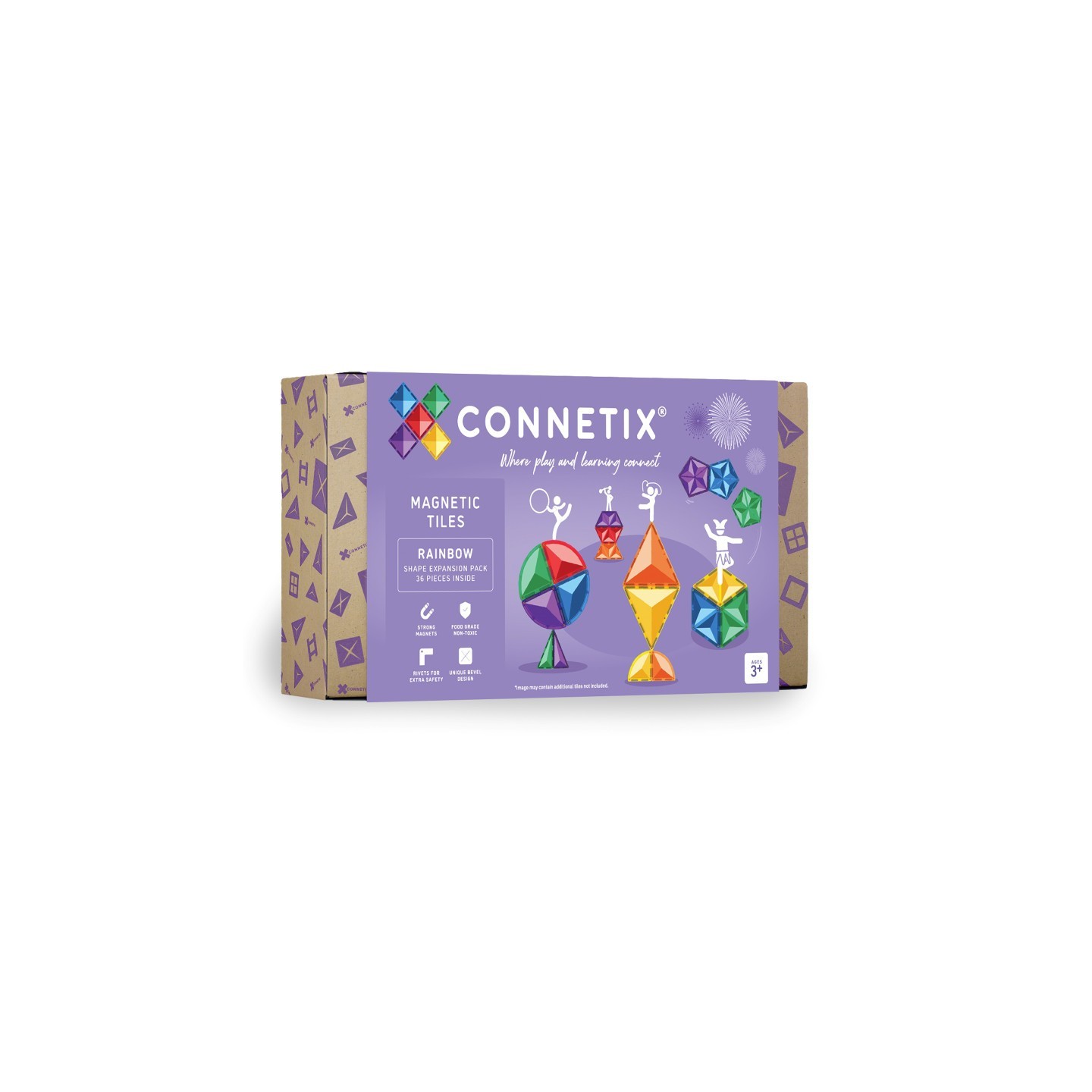 Connetix Magnetic Tiles Rainbow Shape Expansion Pack, 36 Pieces