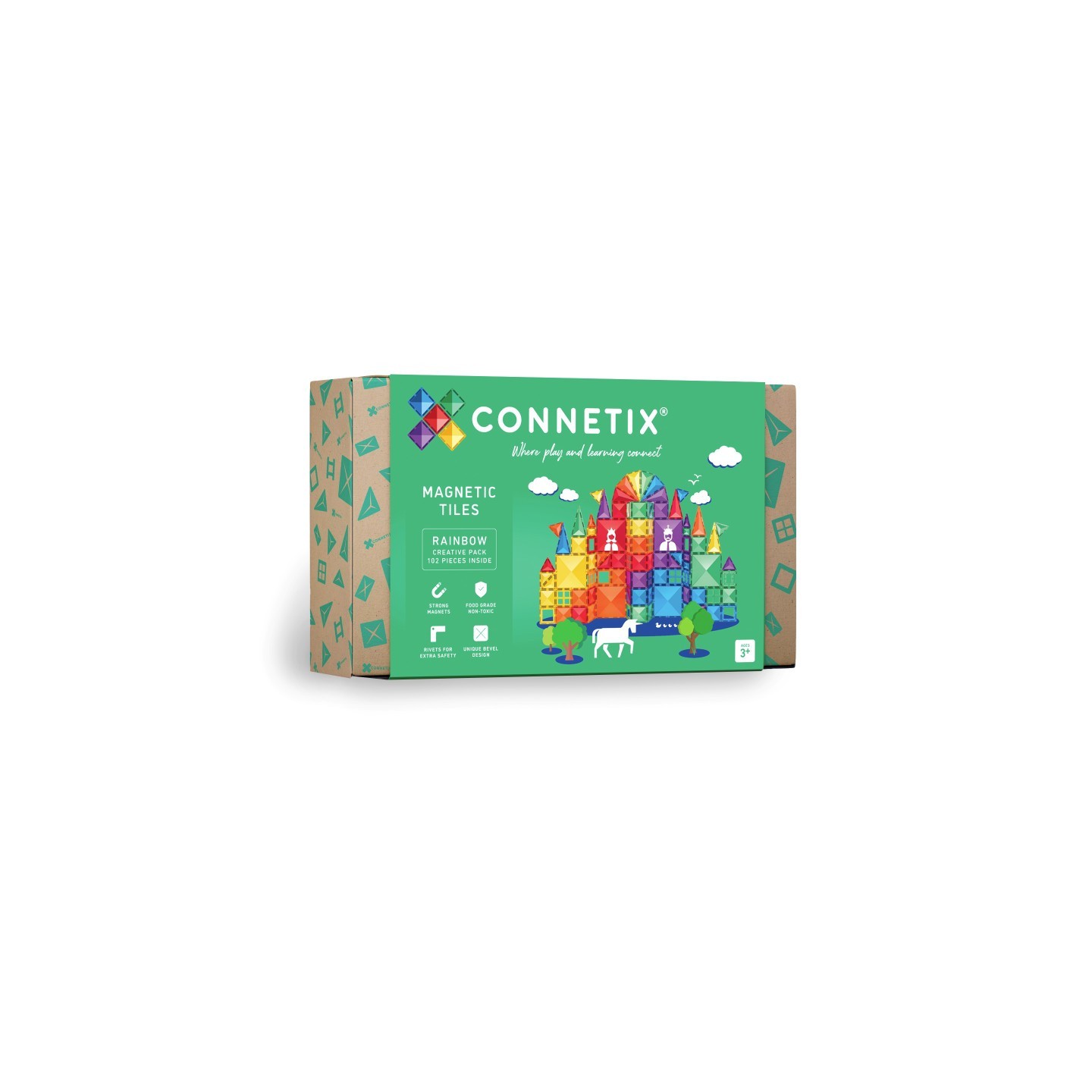 Connetix Magnetic Tiles Rainbow Creative Pack, 102 Pieces