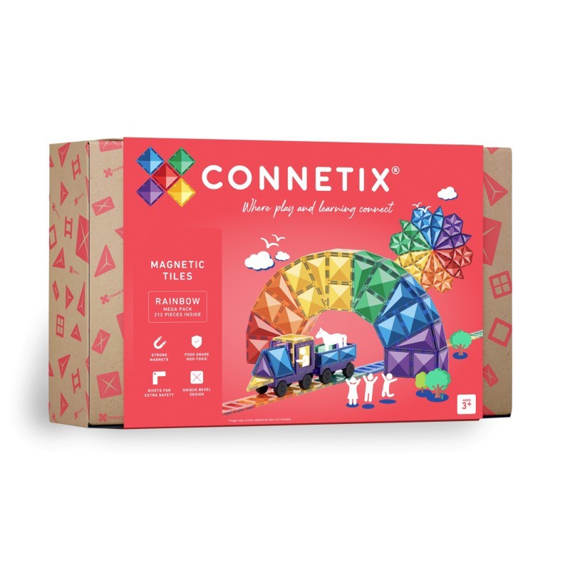 Connetix Magnetic Tiles Rainbow Mega Pack, 212 Pieces