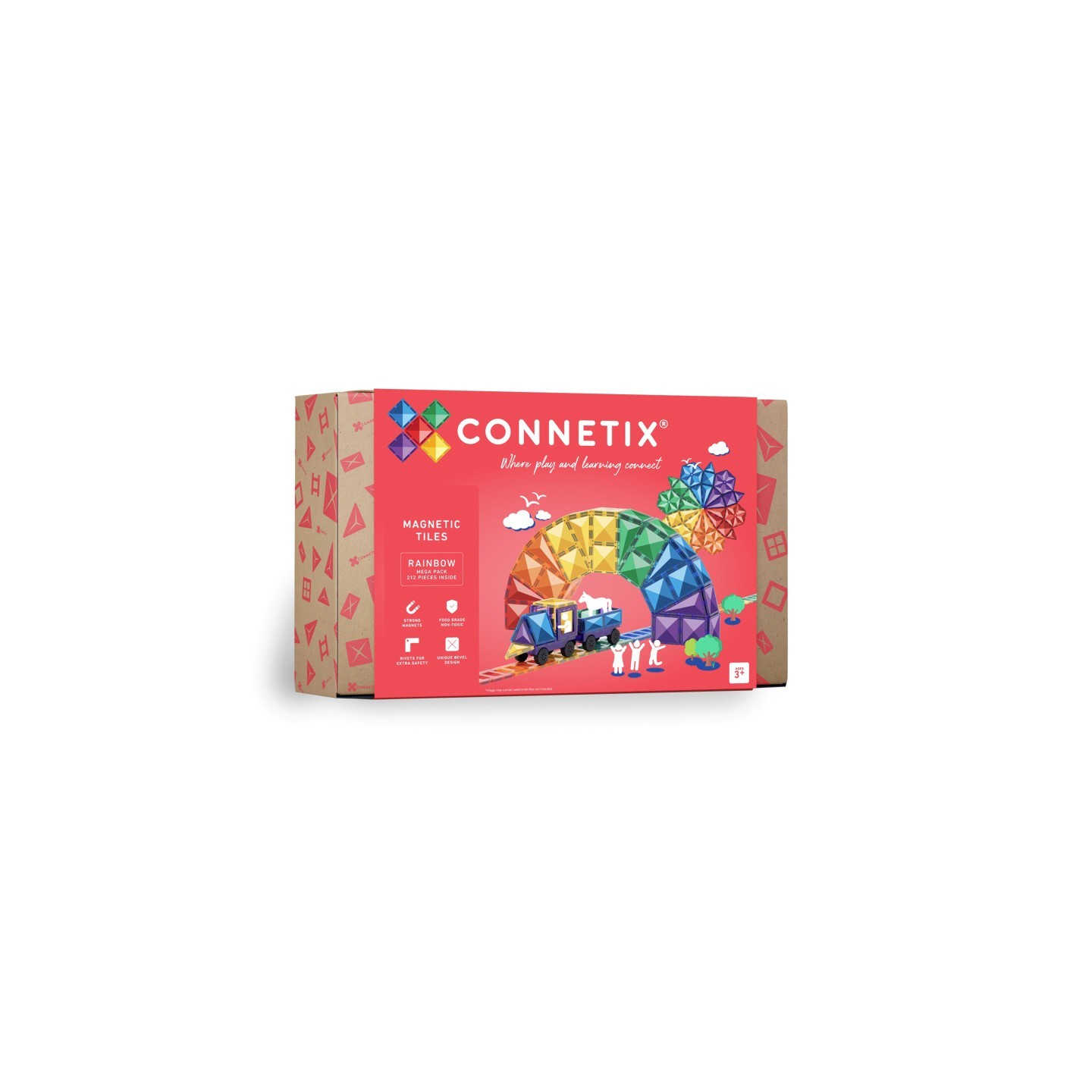 Connetix Magnetic Tiles Rainbow Mega Pack, 212 Pieces