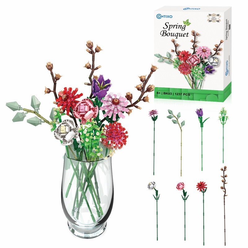 Contixo BK03 Spring Bouquet Floral Collection Building Block Set, 1237 Pieces