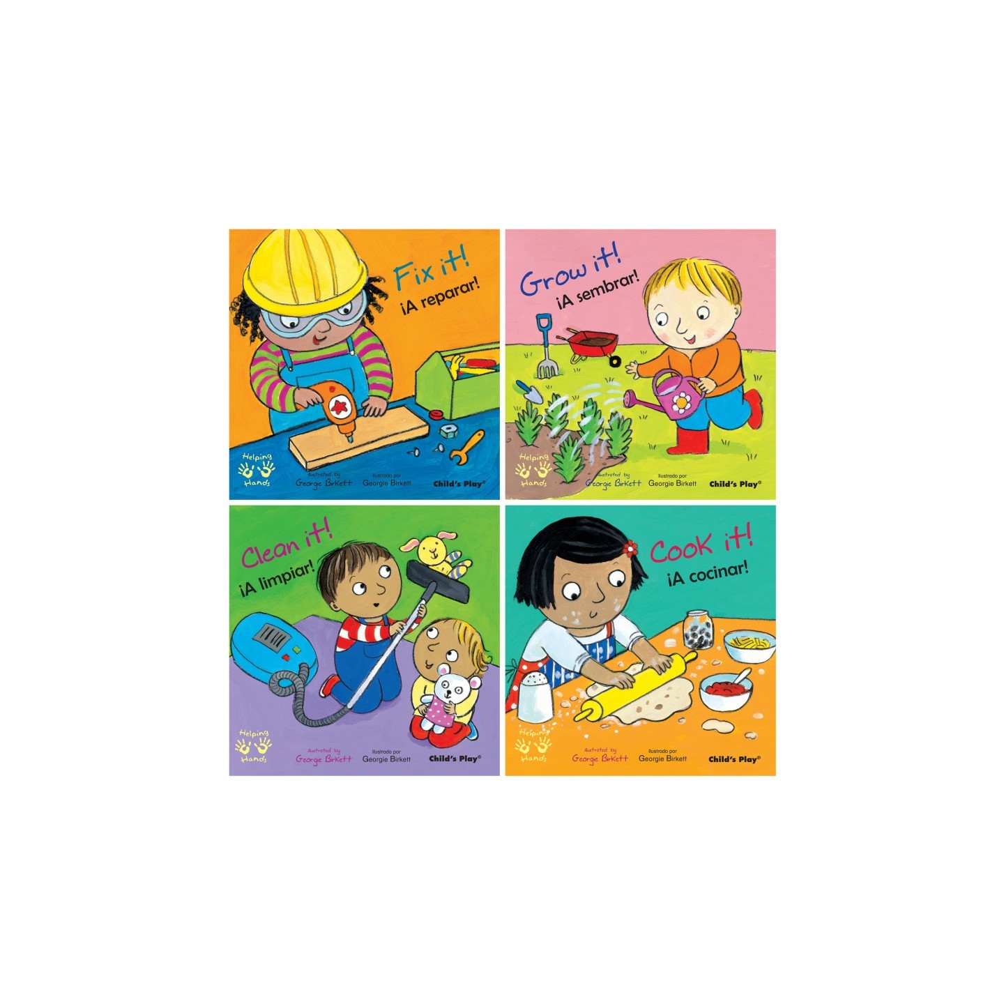 Child's Play Books Helping Hands/Manos Amigas Bilingual Books, Set of 4