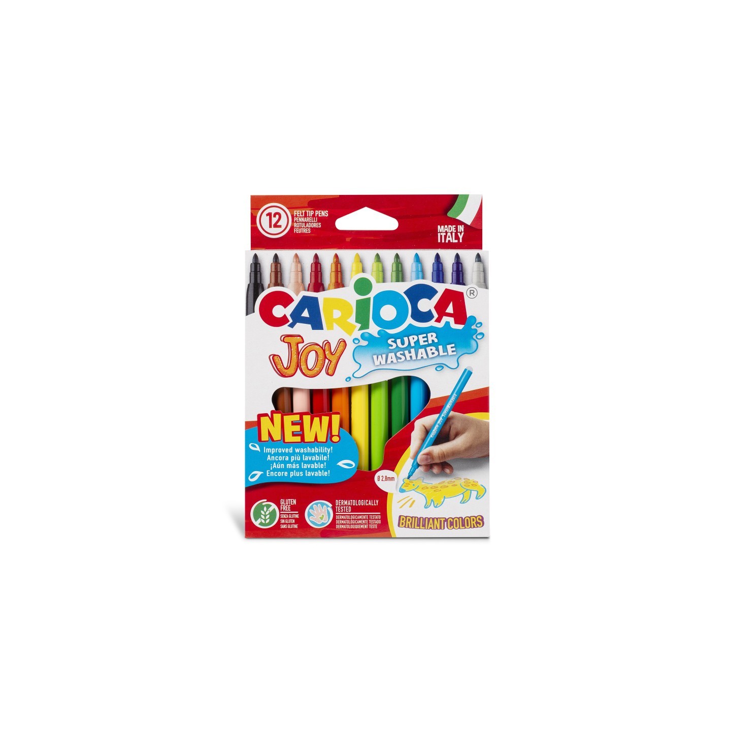 CARIOCA Joy Fine Tip Washable Felt Tip Pens - 12 Pieces