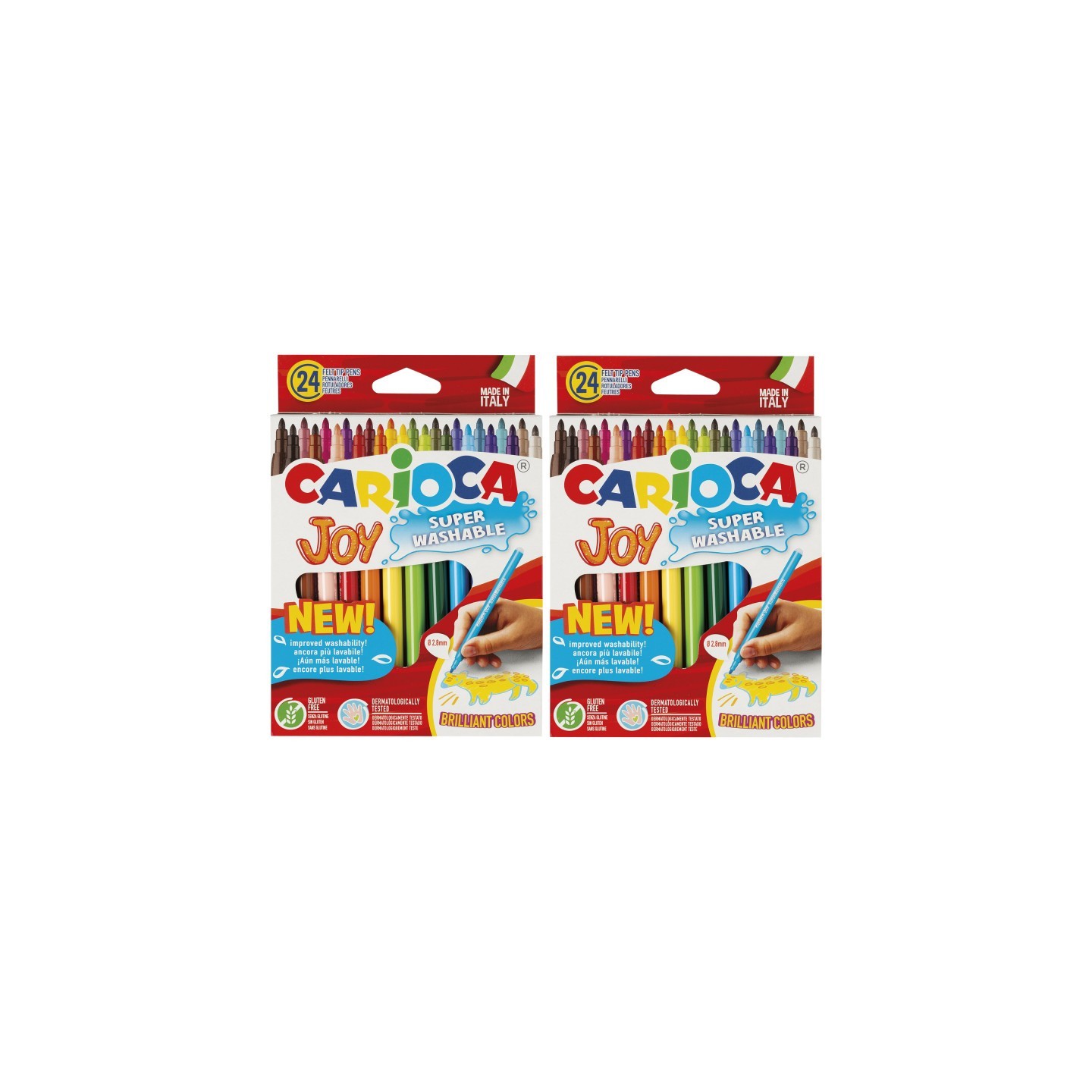 CARIOCA Joy Fine Tip Washable Felt Tip Pens, 24 Per Pack, 2 Packs