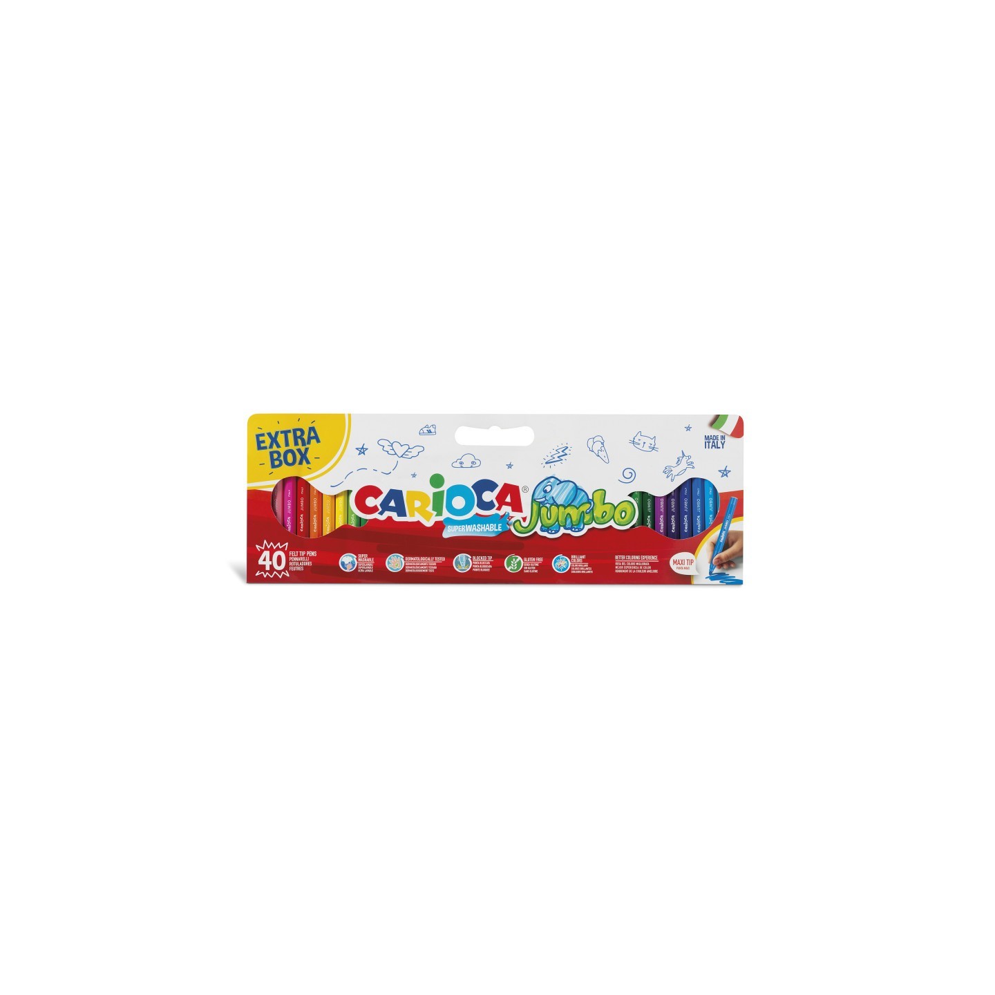 CARIOCA Jumbo Maxi Tip Felt Tip Washable Pens - 40 Pieces
