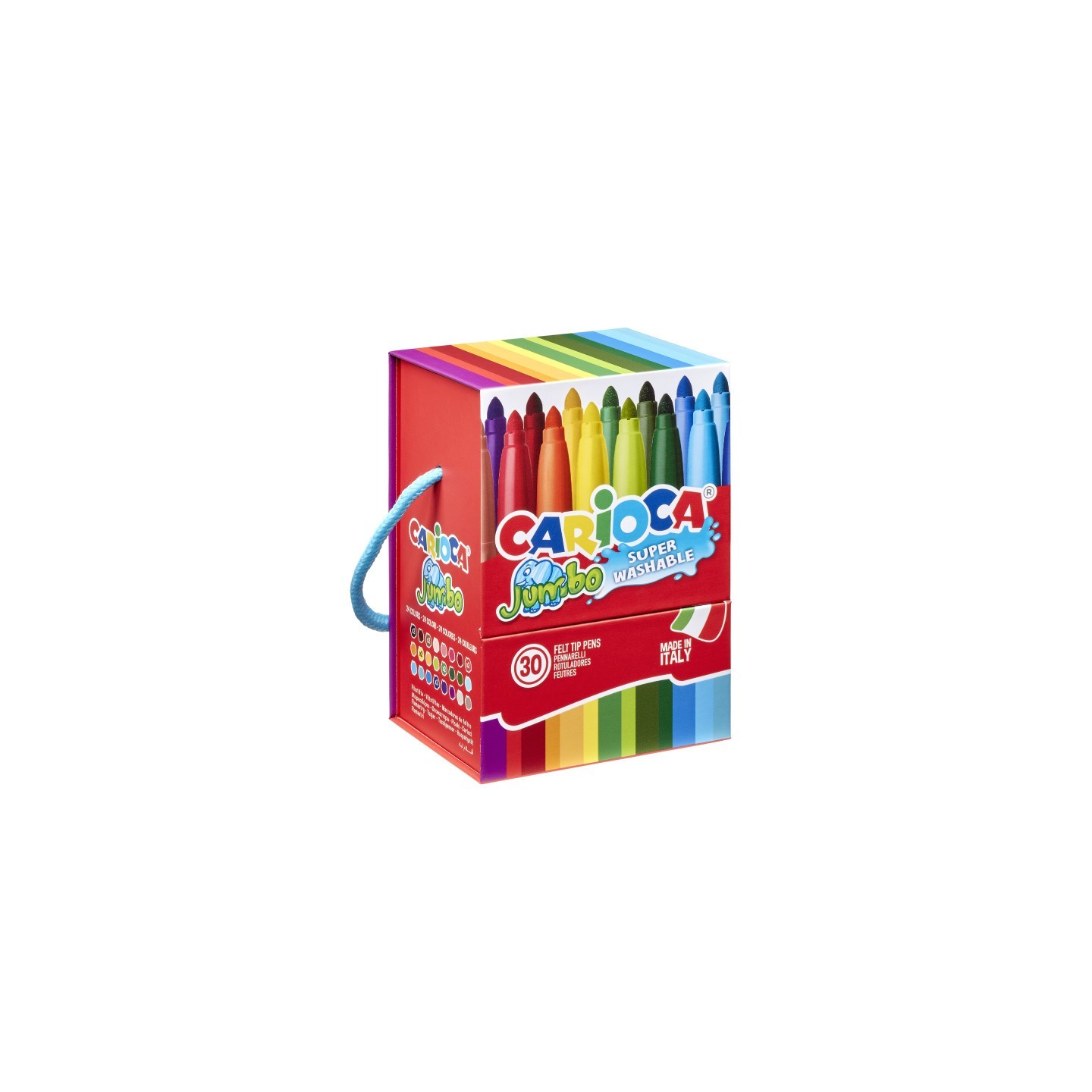 CARIOCA Jumbo Maxi Tip Felt Tip Washable Pens Hard Box- 30 Pieces