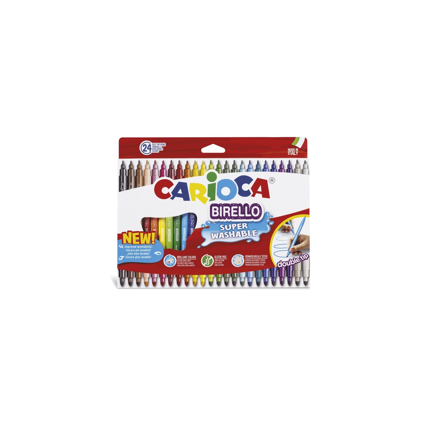 CARIOCA Birello Double Tip Felt Tip Washable Pens - 24 Pieces