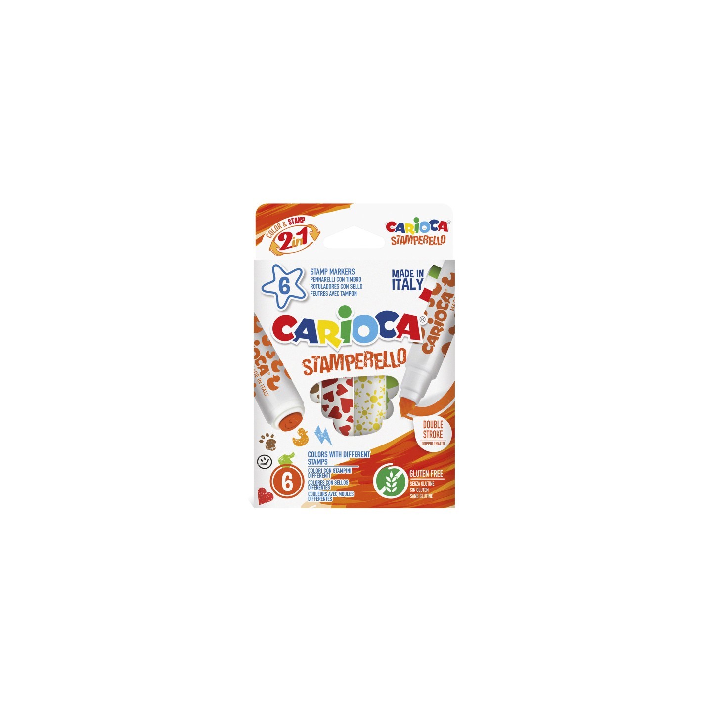 CARIOCA Stamperello Color & Stamp Washable Felt Tip Pens - 6 Pieces