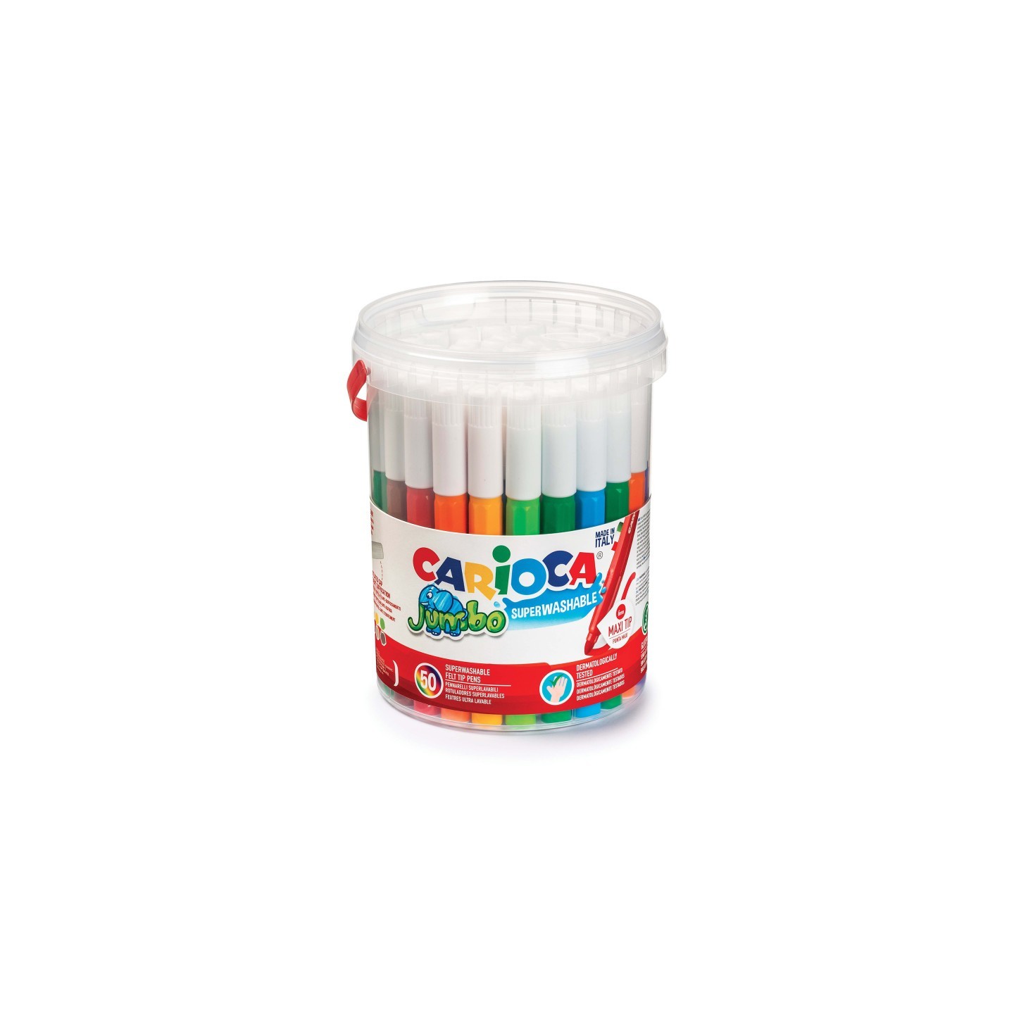 CARIOCA Jumbo Maxi Tip Felt Tip Washable Pens Tube - 50 Pieces