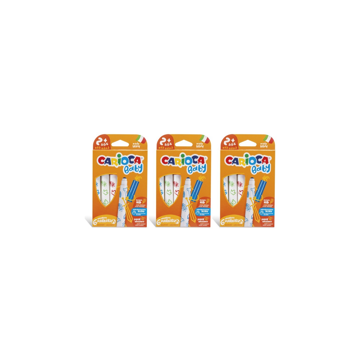 CARIOCA BABY Valorous Washable Marker, 6 Per Pack, 3 Packs