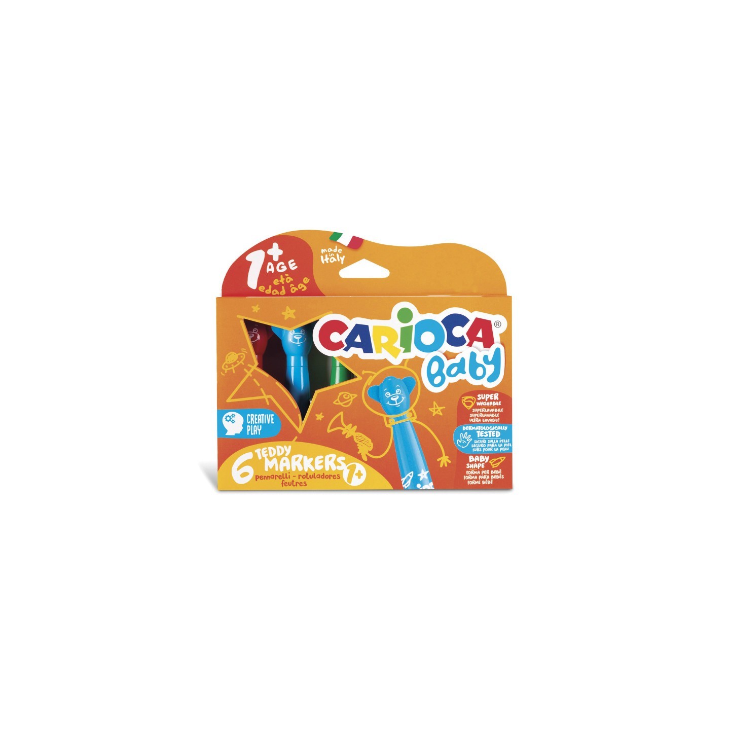 CARIOCA BABY Teddy Washable Markers - 6 Pieces