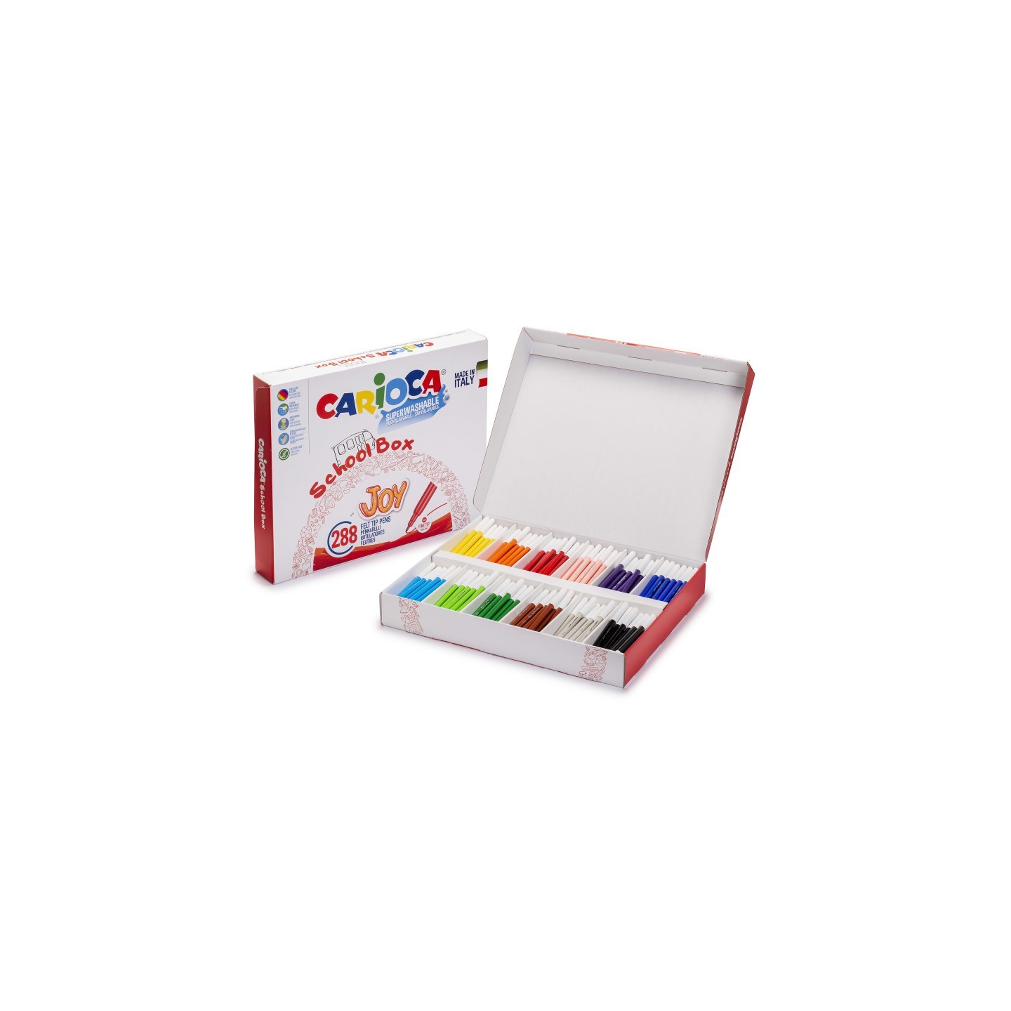 CARIOCA Joy Fine Tip Felt Tip Washable Pens School Box - 288 Pieces