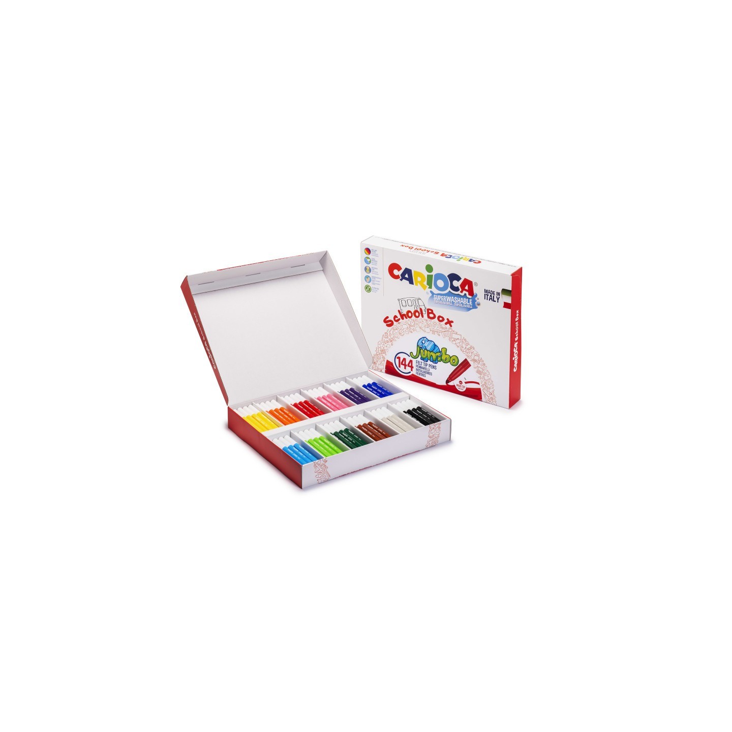 CARIOCA Jumbo Maxi Tip Felt Tip Washable Pens School Box - 144 Pieces