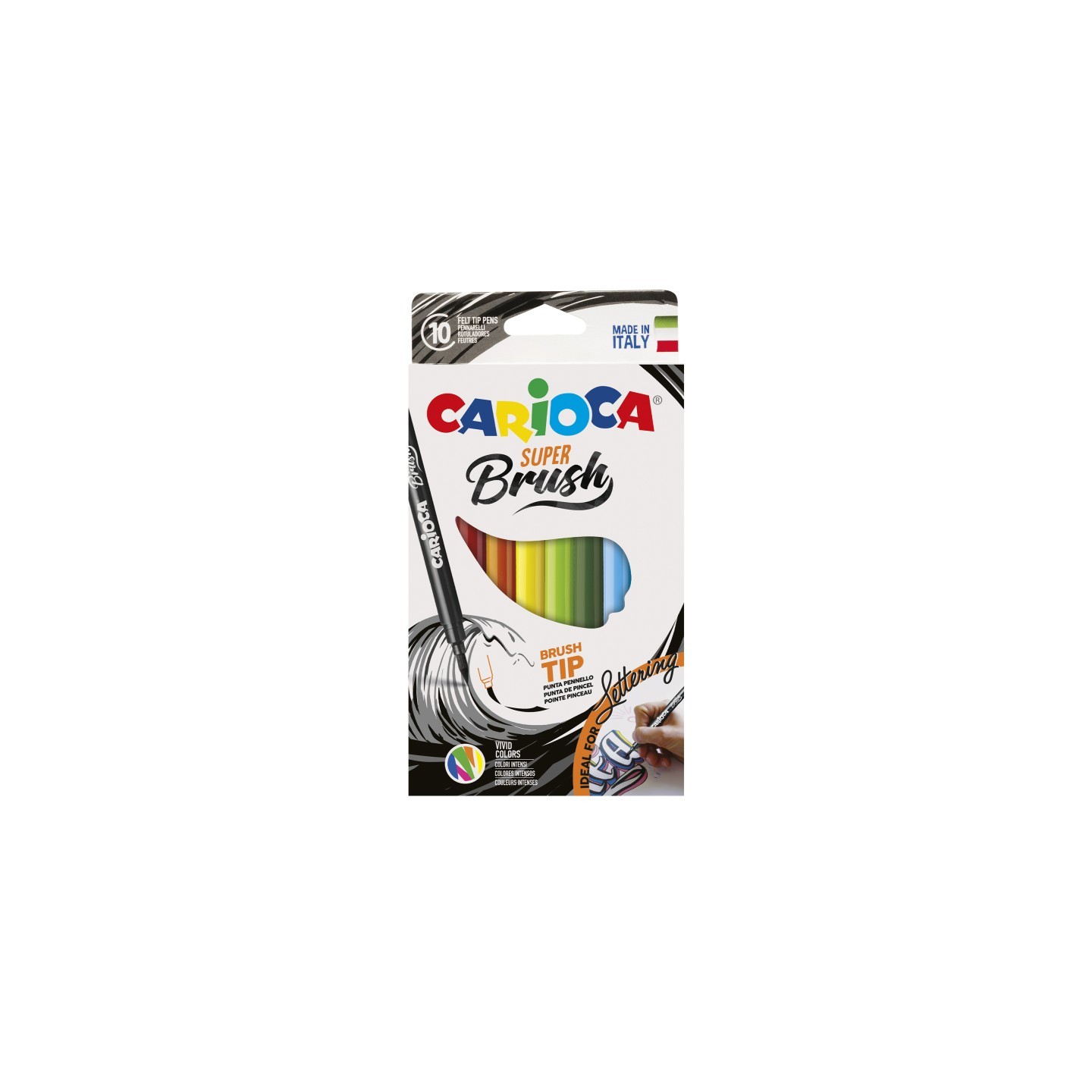 CARIOCA Super Brush Washable Felt Tip Pens - 10 Pieces