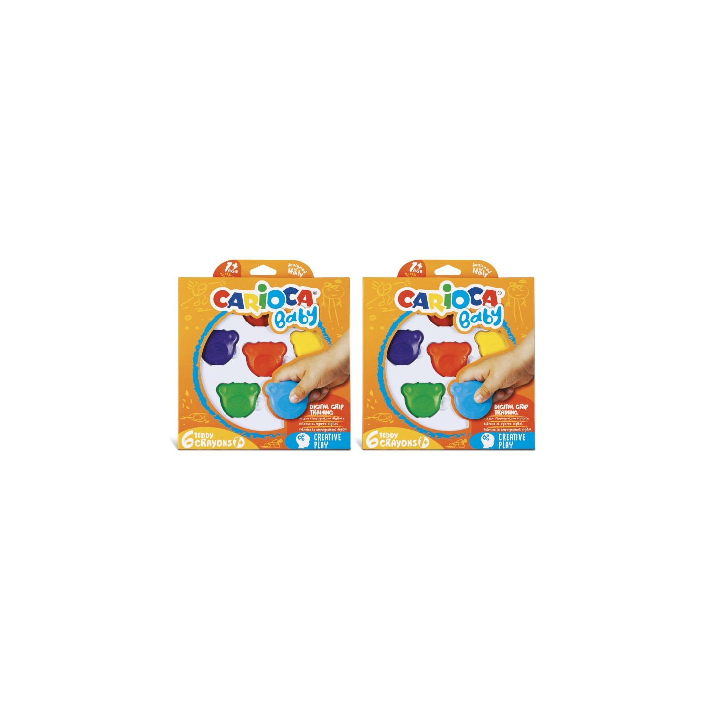CARIOCA BABY Teddy Crayons, 6 Per Pack, 2 Packs