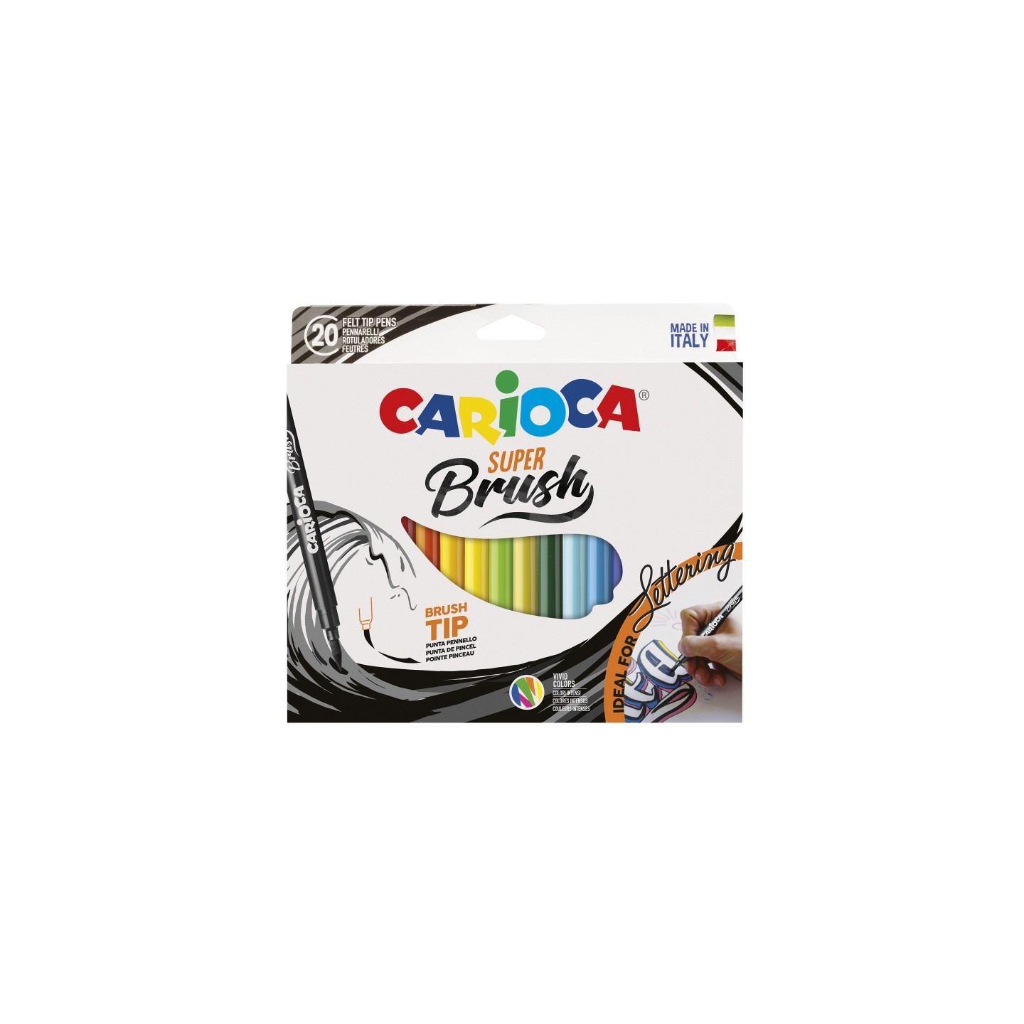 CARIOCA Super Brush Felt Tip Washable Pens - 20 Pieces