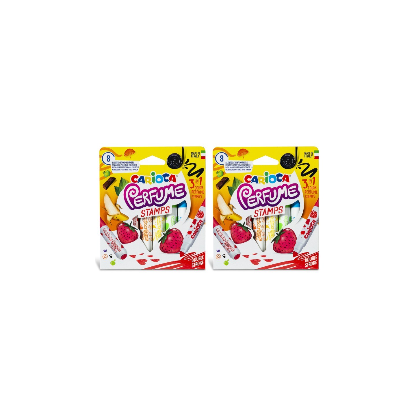 CARIOCA Perfume Stamps Felt Tip Washable Pens, 8 Per Pack, 2 Packs