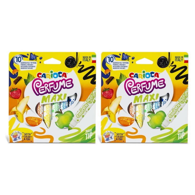 CARIOCA Perfume Maxi Washable Felt Tip Pens, 10 Per Pack, 2 Packs