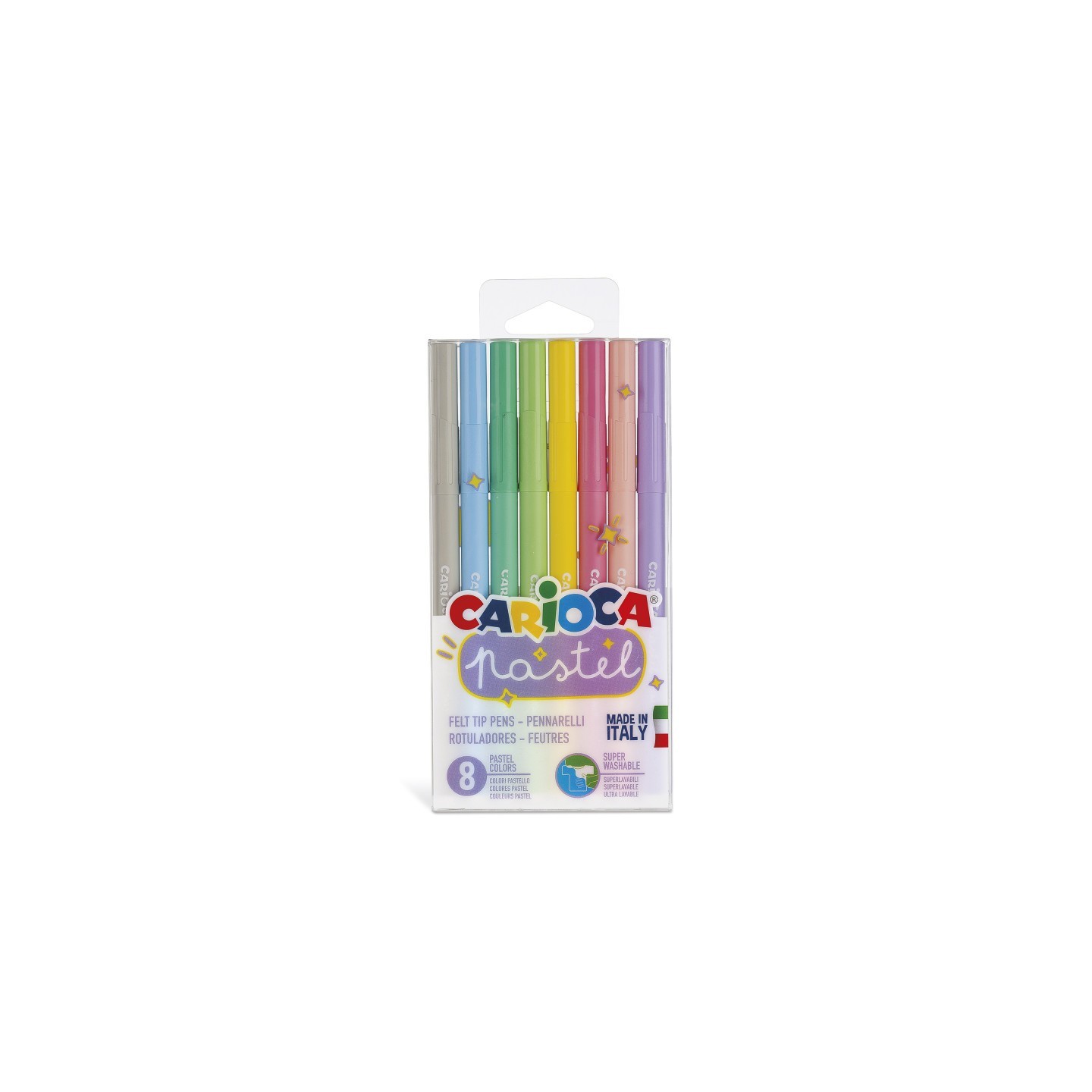 CARIOCA Pastel Washable Felt Tip Pens - 8 Pieces