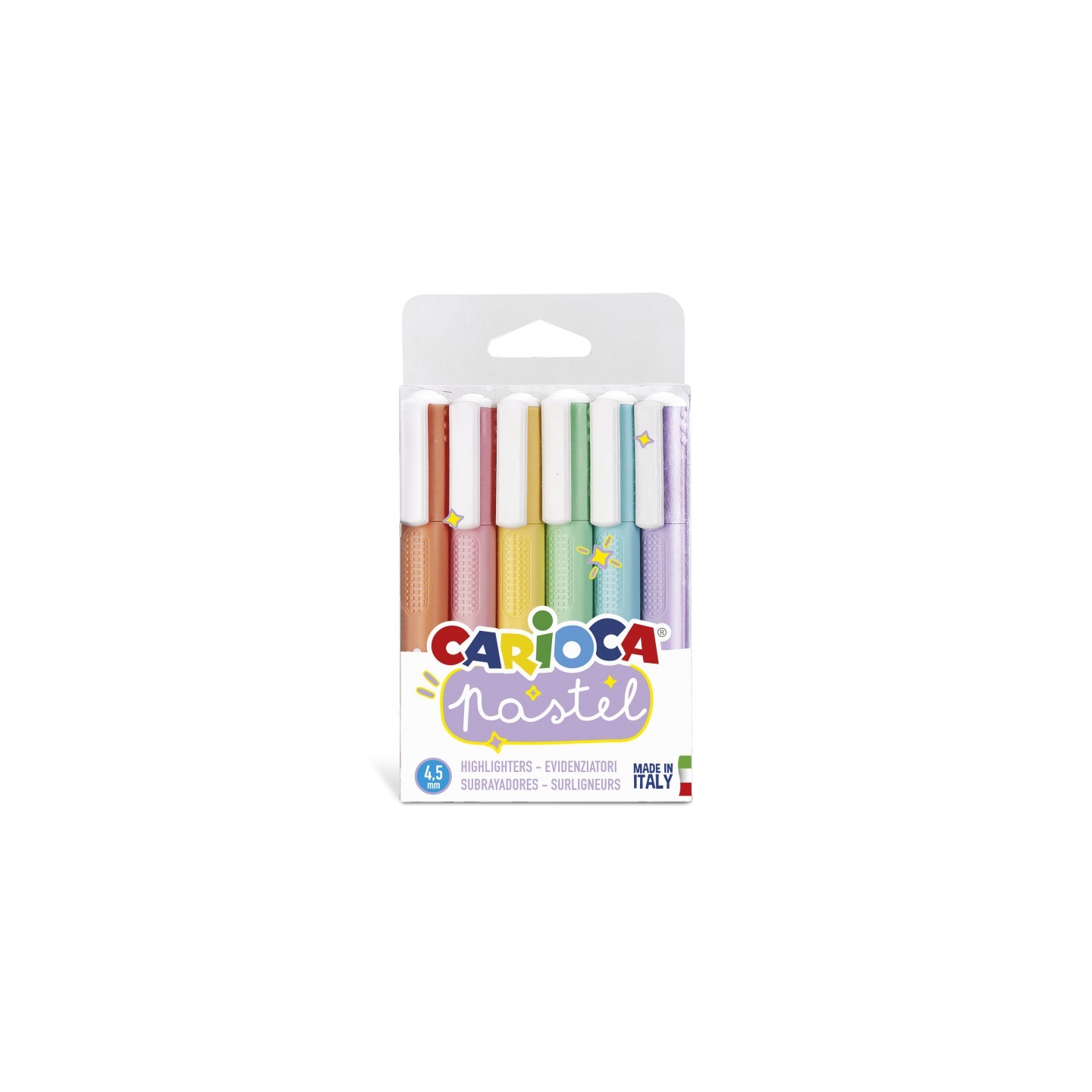 CARIOCA Pastel Washable Highlighters - 6 Pieces