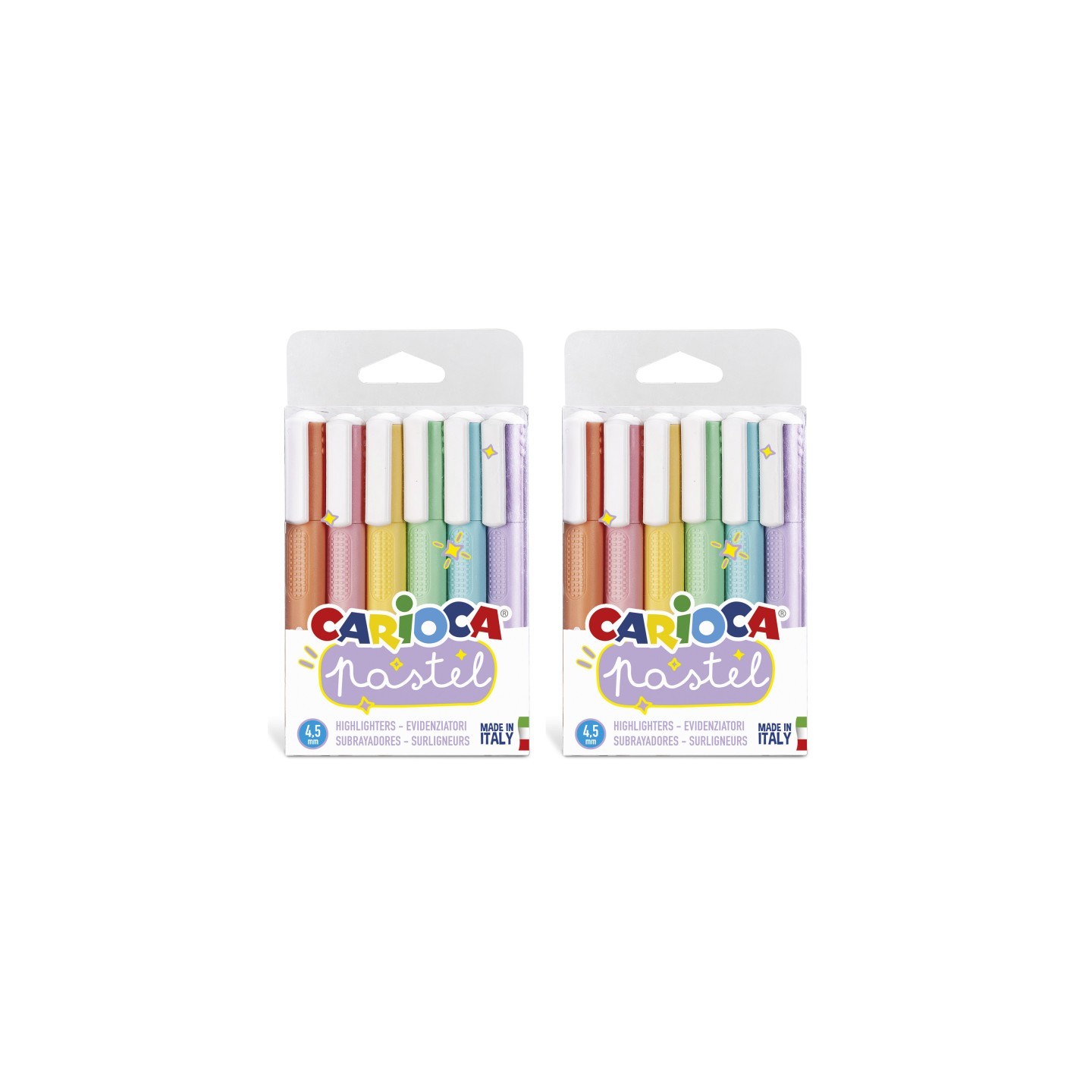 CARIOCA Pastel Washable Highlighters, 6 Per Pack, 2 Packs