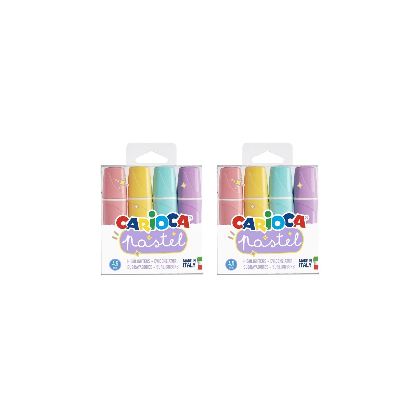 CARIOCA Memolight Pastel Washable Highlighters, 4 Per Pack, 2 Packs