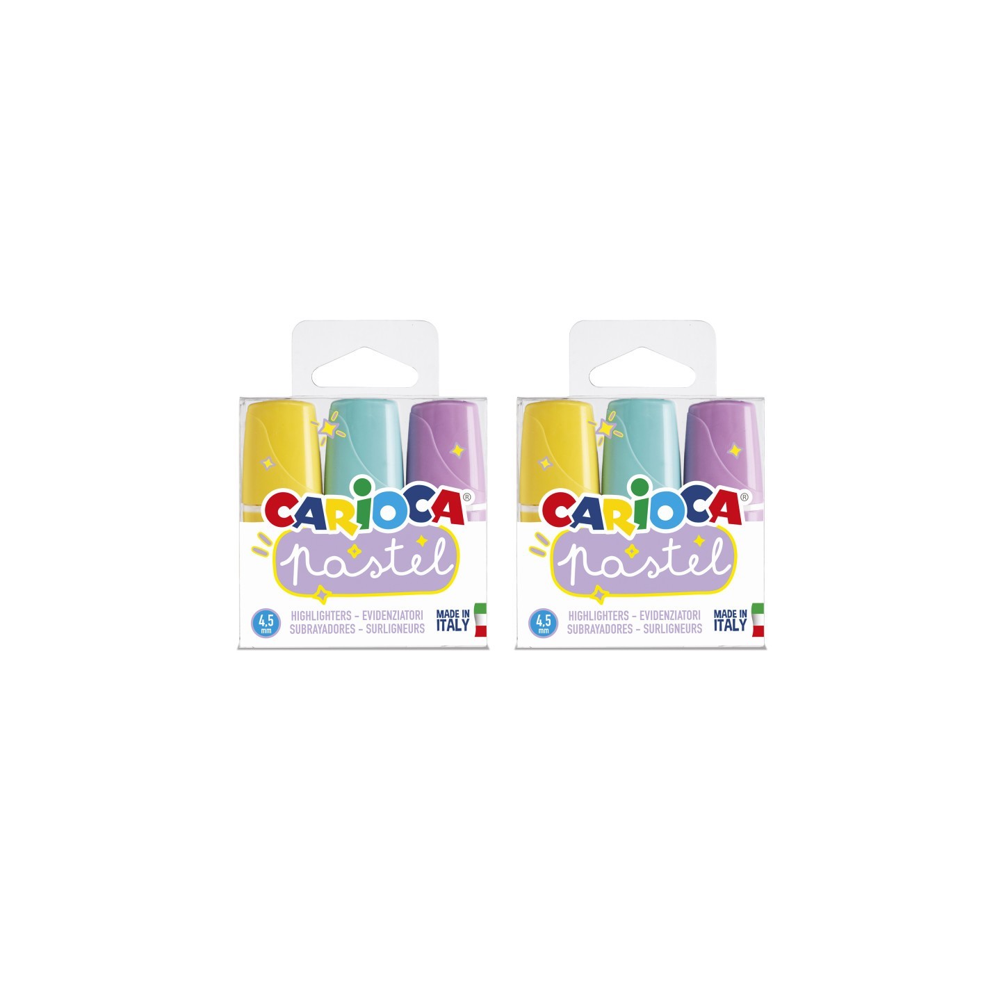 CARIOCA Minilight Pastel Washable Highlighters, 3 Per Pack, 2 Packs