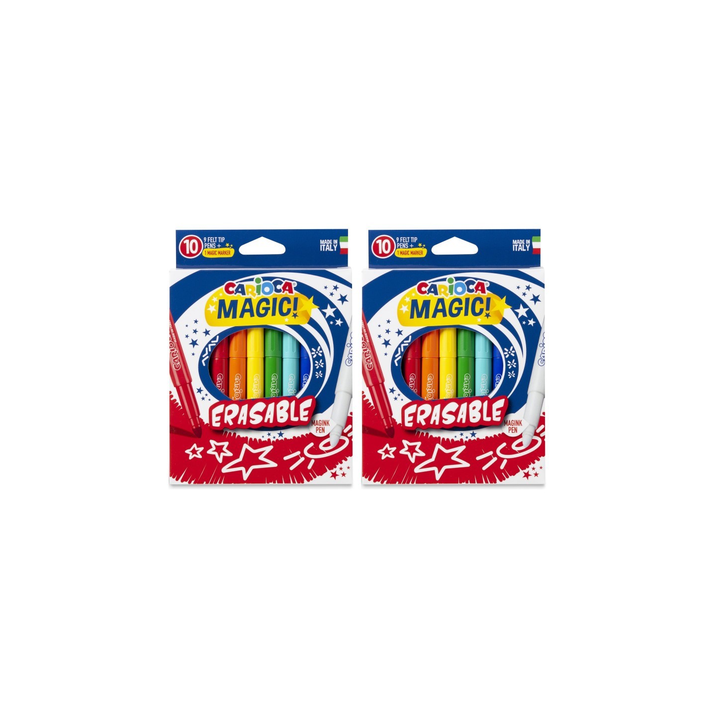 CARIOCA Magic Erasable Felt Tip Pens, 10 Per Pack, 2 Packs